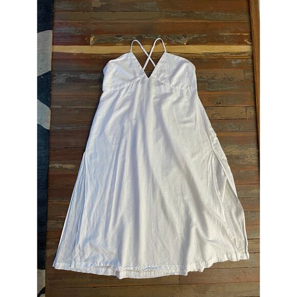 J.Crew White Linen Cotton Maxi Dress 3X Plus Size Crisscross Back - Picture 8 of 15